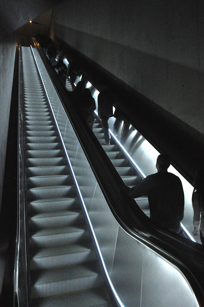Exit escalators