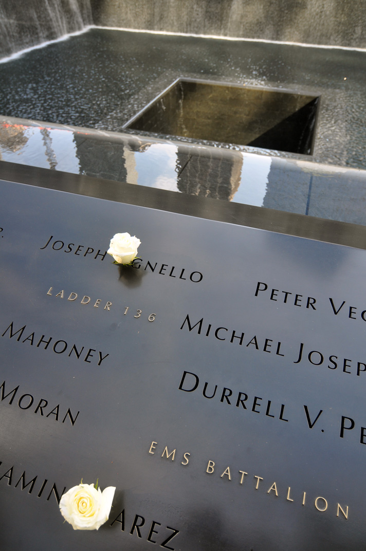 9/11 Memorial with flowers