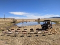 Setting up chairs at lower pond