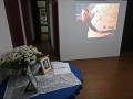 The entrance room during the opening included a memorial to the author’s mother and the projection of My World  Book 2's launch video